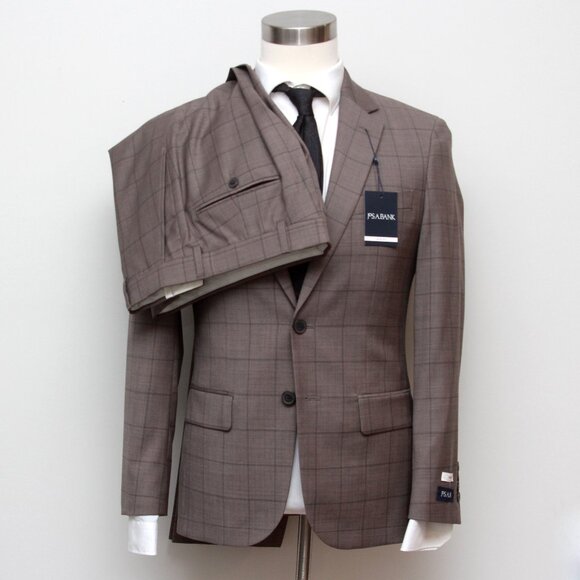 36S Jos A Bank Men's 2 pc Suit Slim Fit Blazer Pants 30Wx36L Taupe D120697 - Picture 1 of 13